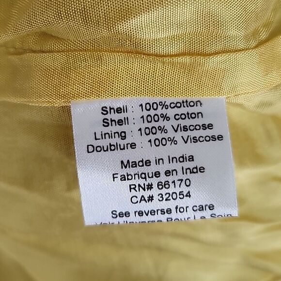 Anthropologie Anita Dongre Mustard Yellow Embroidered Pleated Cotton Dress. - Picture 12 of 14